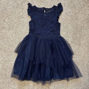 Zunie girl navy blue lace tulle dress size 6/6x